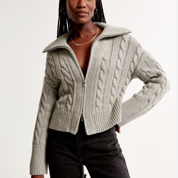 Merino wool zip sweater top Abercrombie - Picture 1 of 6